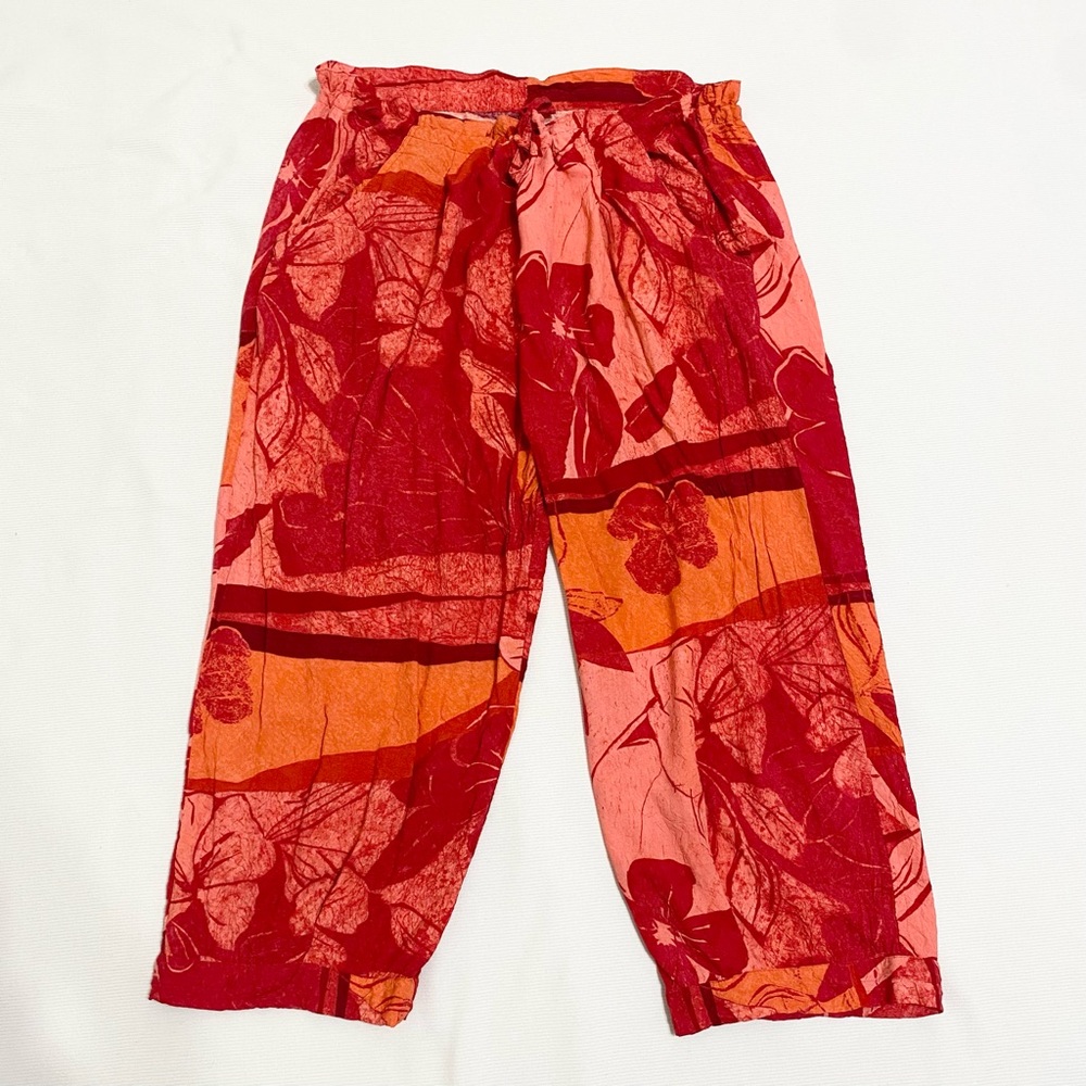 Vintage Jams World Spice Flower Hawaiian Orange Red Floral Top & Pants Set - Picture 4 of 9